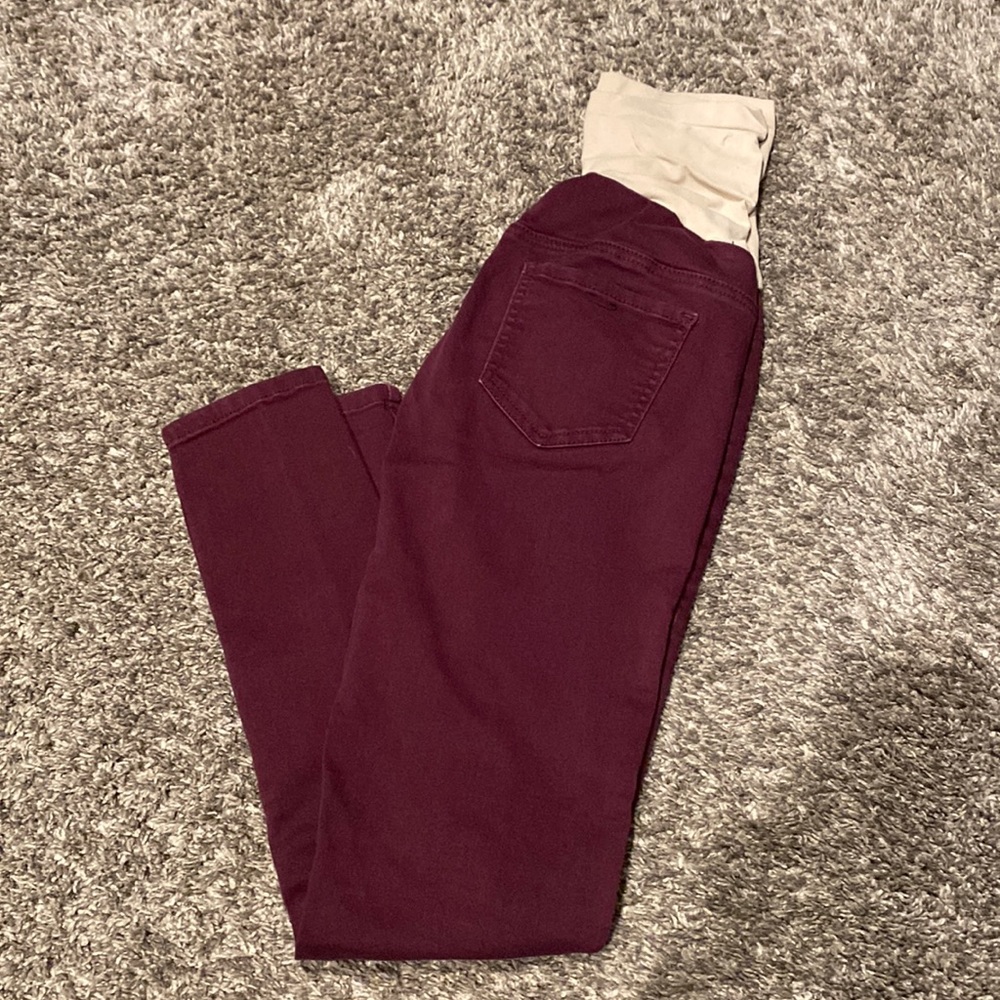 Indigo Blue maroon maternity jeggings